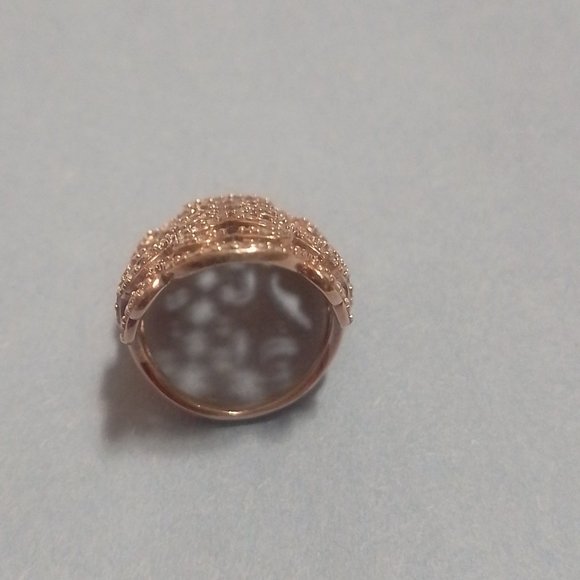 14k Rose Gold Plated Sterling Silver Lab-Created White Sapphire Filigree Ring S7 - Picture 6 of 11